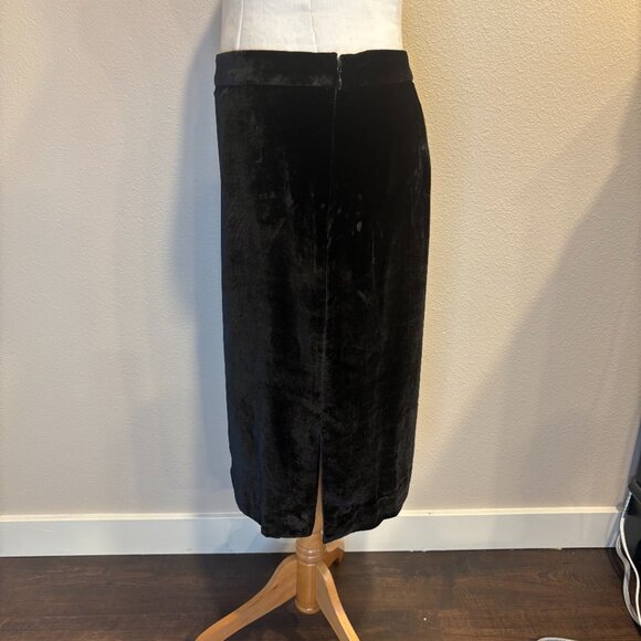 Madewell Women’s Sz 2 Black Velvet Pencil Skirt Side Slits Short Silk Blend - Picture 3 of 10